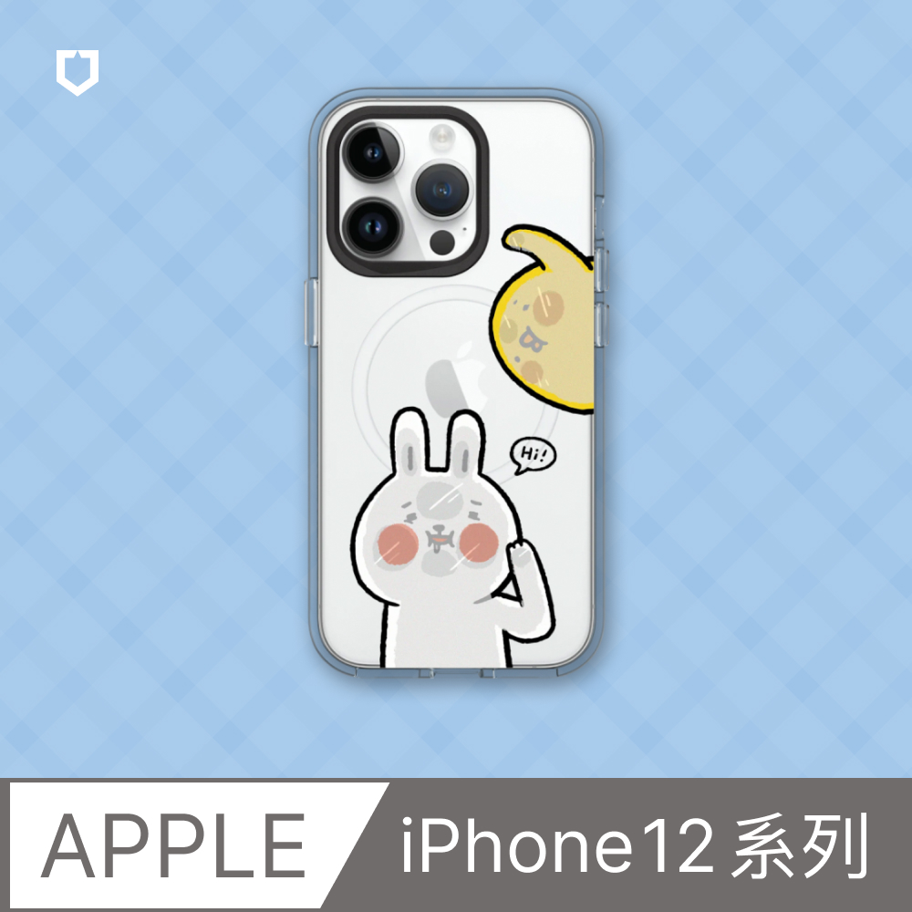 【犀牛盾】iPhone 12系列Clear(MagSafe 兼容)透明防摔手機殼｜懶散兔與啾先生系列-貼玻璃