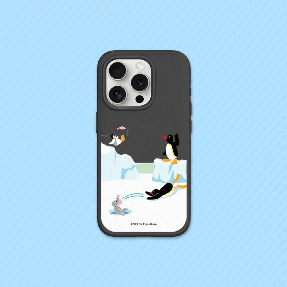 【犀牛盾】iPhone 16系列SolidSuit防摔背蓋手機殼｜Pingu企鵝家族系列-魚的接力賽(多色)