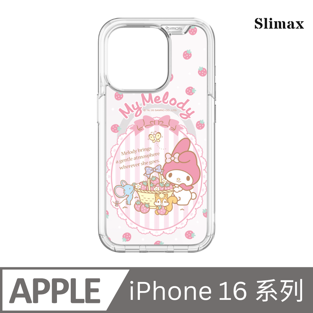 Slimax 美樂蒂 草莓 x imos 磁吸軍規手機殼 膜料包膜獨家款 iPhone 16/Plus/Pro/Pro Max (H-029)