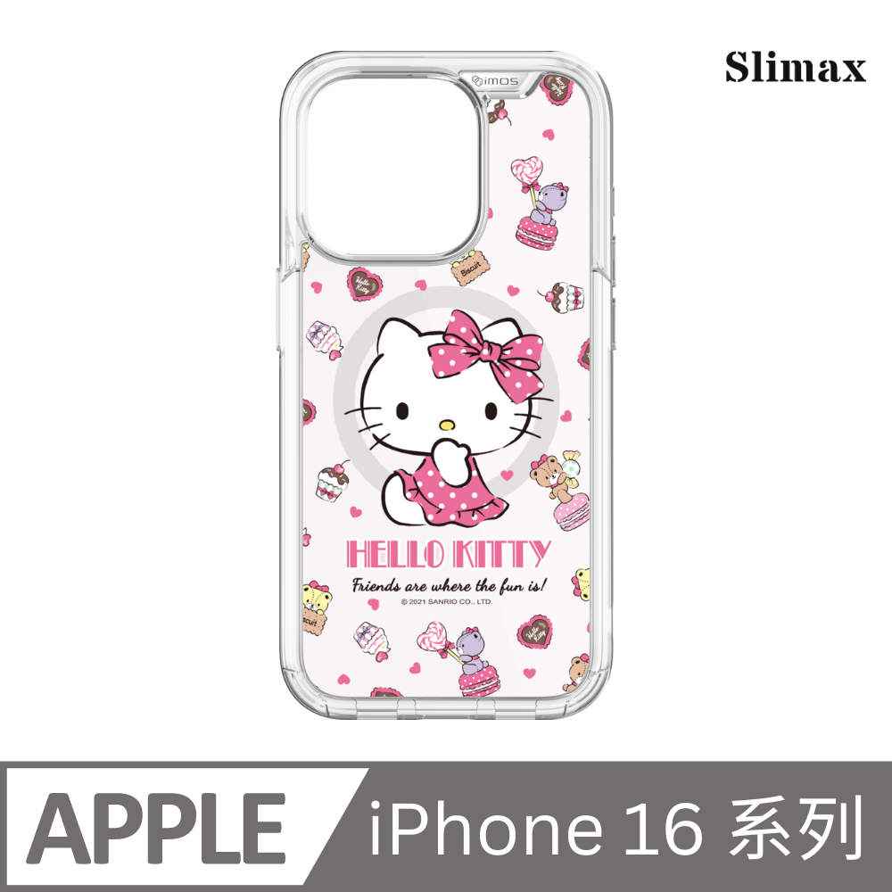 Slimax Hello Kitty 洋裝 x imos 磁吸軍規手機殼 膜料包膜獨家款 iPhone 16/Plus/Pro/Pro Max (H-035)