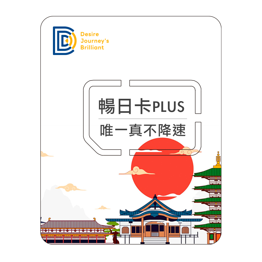 【DJB 暢日卡PLUS】日本5天 無限流量吃到飽不降速