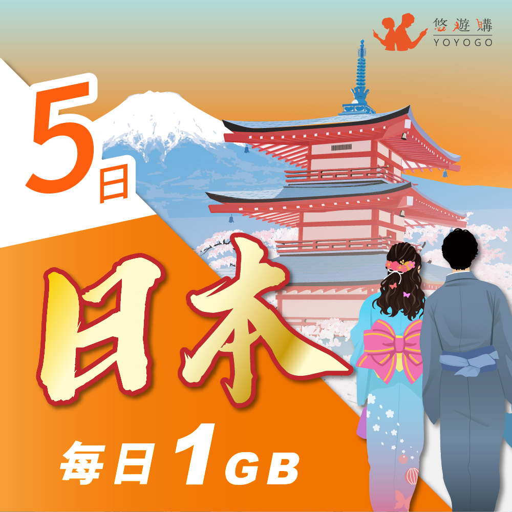 【悠遊購】日本5天每日計量1GB 旅遊上網絡卡