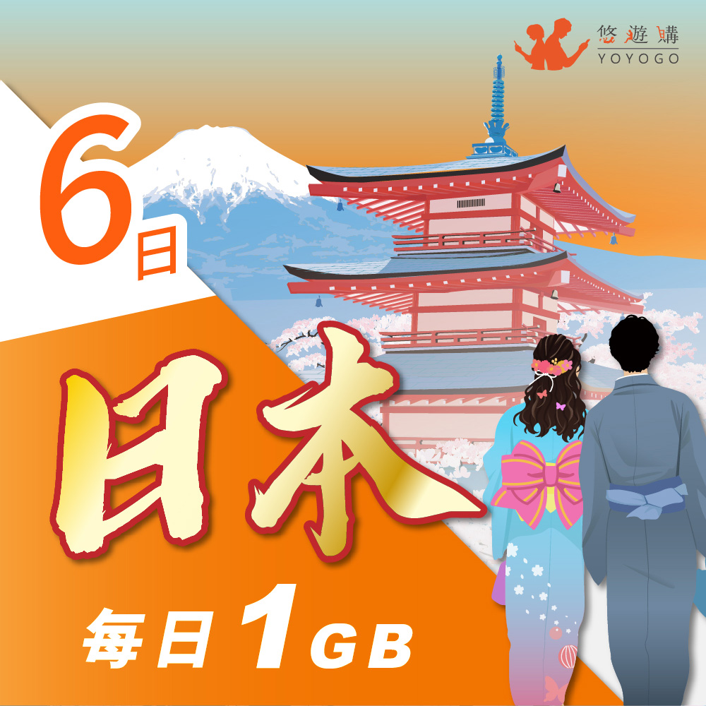 【悠遊購】日本6天每日計量1GB 旅遊上網絡卡