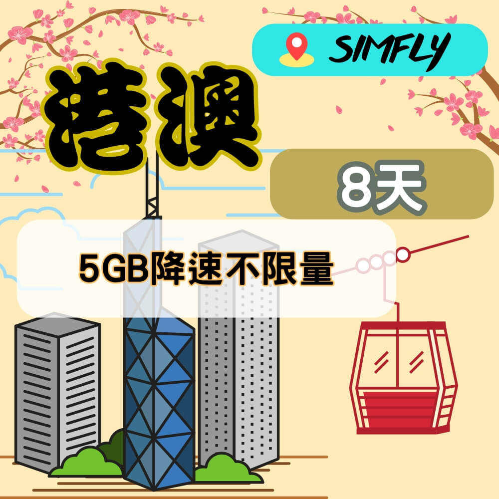 【SIMFLY-香港澳門8天5GB降速不限量上網卡】