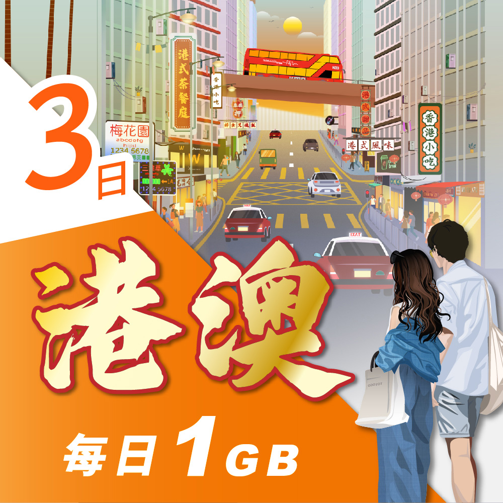 【悠遊購】港澳3天每日計量1GB 旅遊上網絡卡