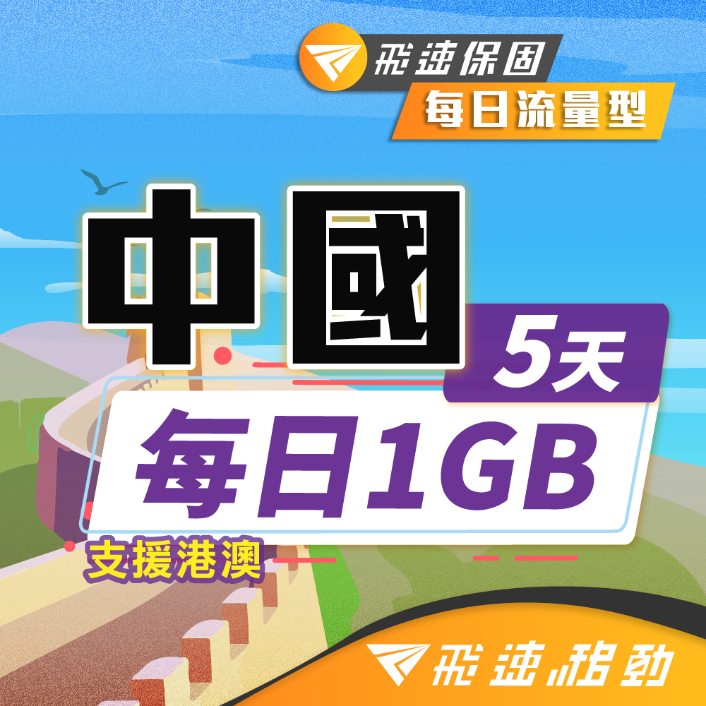 【飛速移動】5天 中國上網卡｜每日1GB高速流量吃到飽