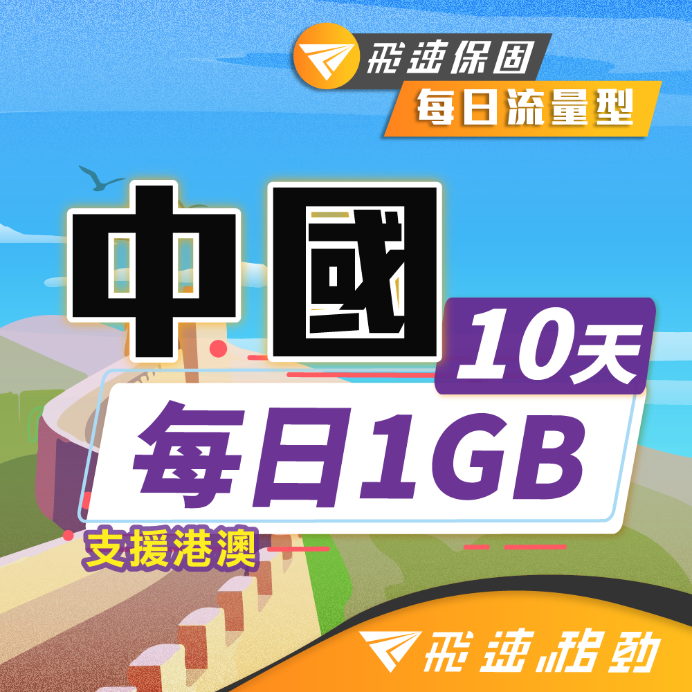 【飛速移動】10天 中國上網卡｜每日1GB高速流量吃到飽