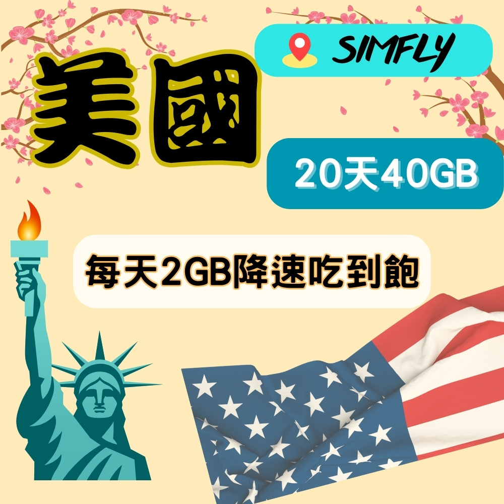 【星光卡-美國上網絡卡20天每天2GB降速128K不限量】