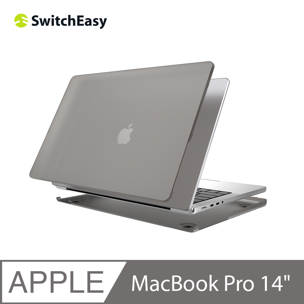 美國魚骨 SwitchEasy MacBook Pro 14吋 NUDE 磨砂筆電保護殼, 透黑
