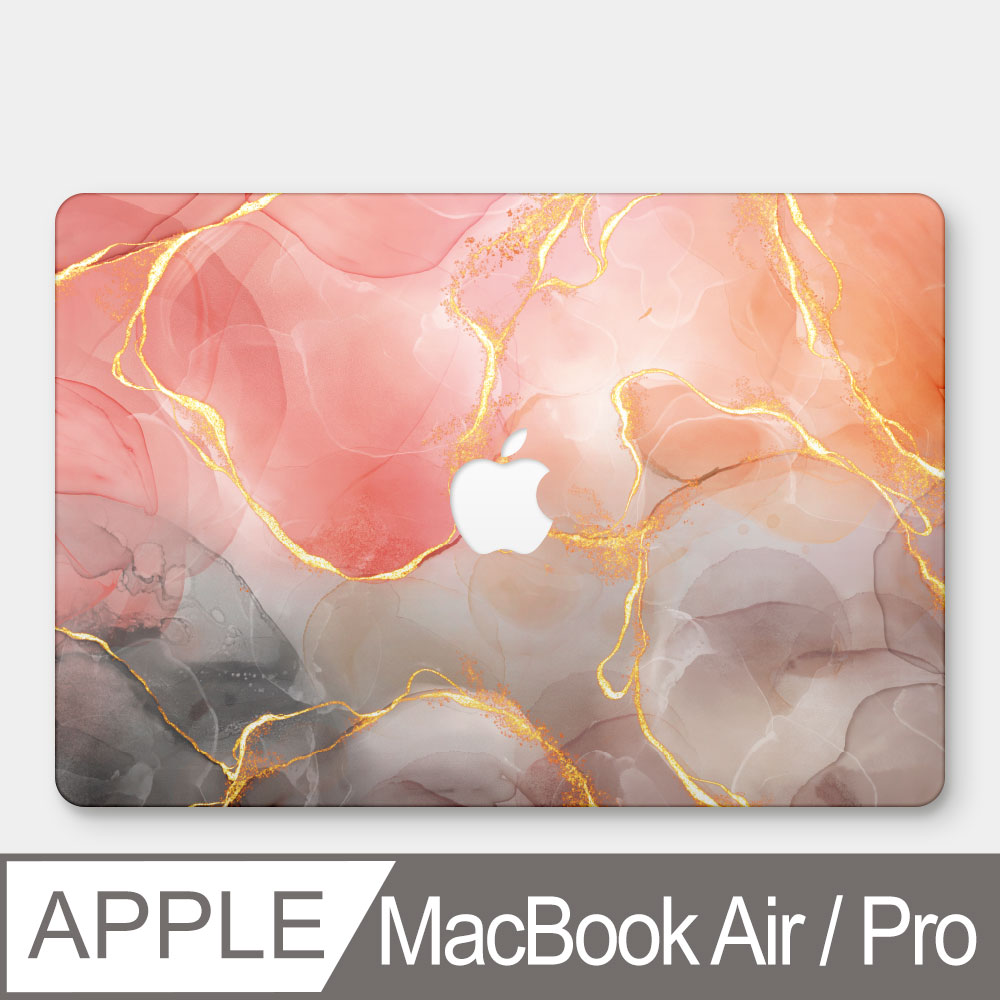 橘灰大理石紋理 MacBook Air / Pro 防刮保護殼