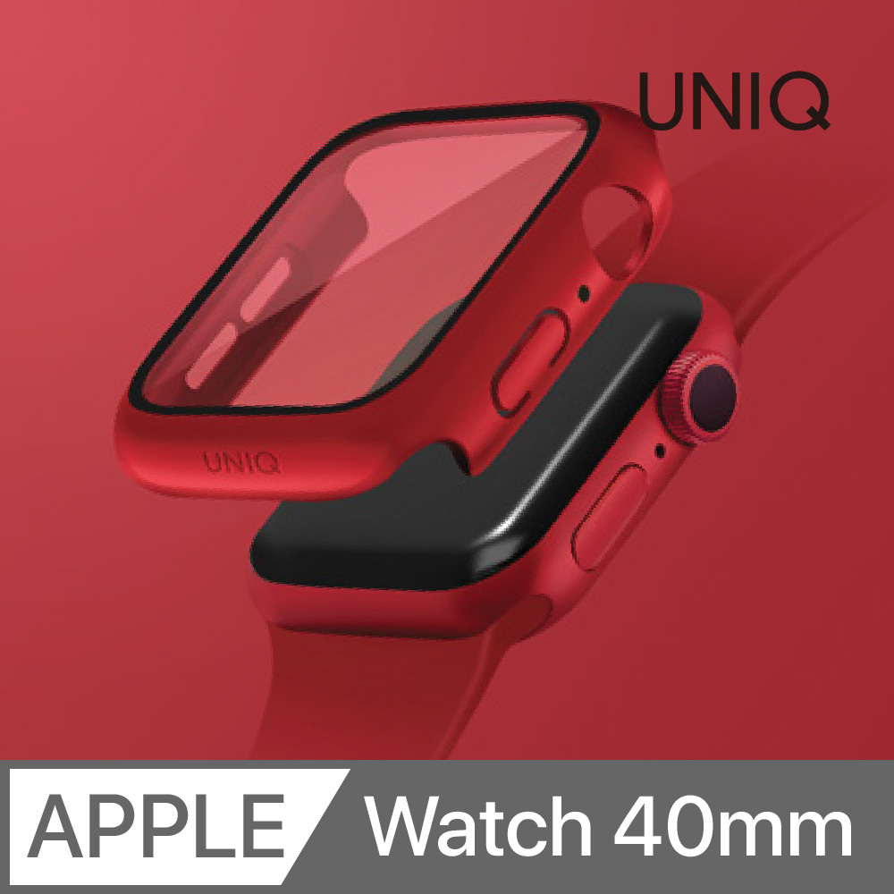 UNIQ Nautic Apple Watch IP68 防水防塵鋼化玻璃錶殼 40 mm 紅色