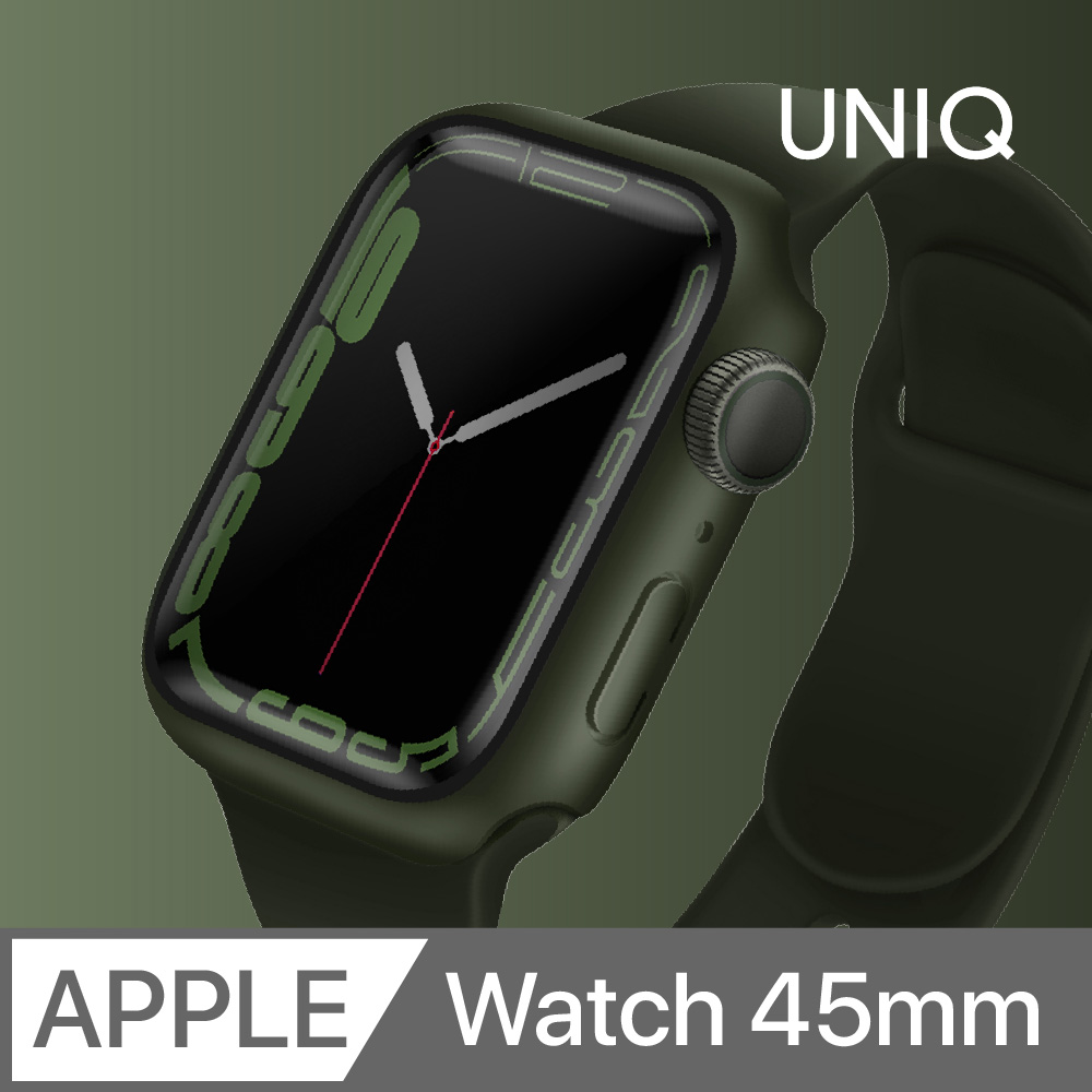 UNIQ Legion Apple Watch 曲面鋼化玻璃錶殼 45mm 綠色