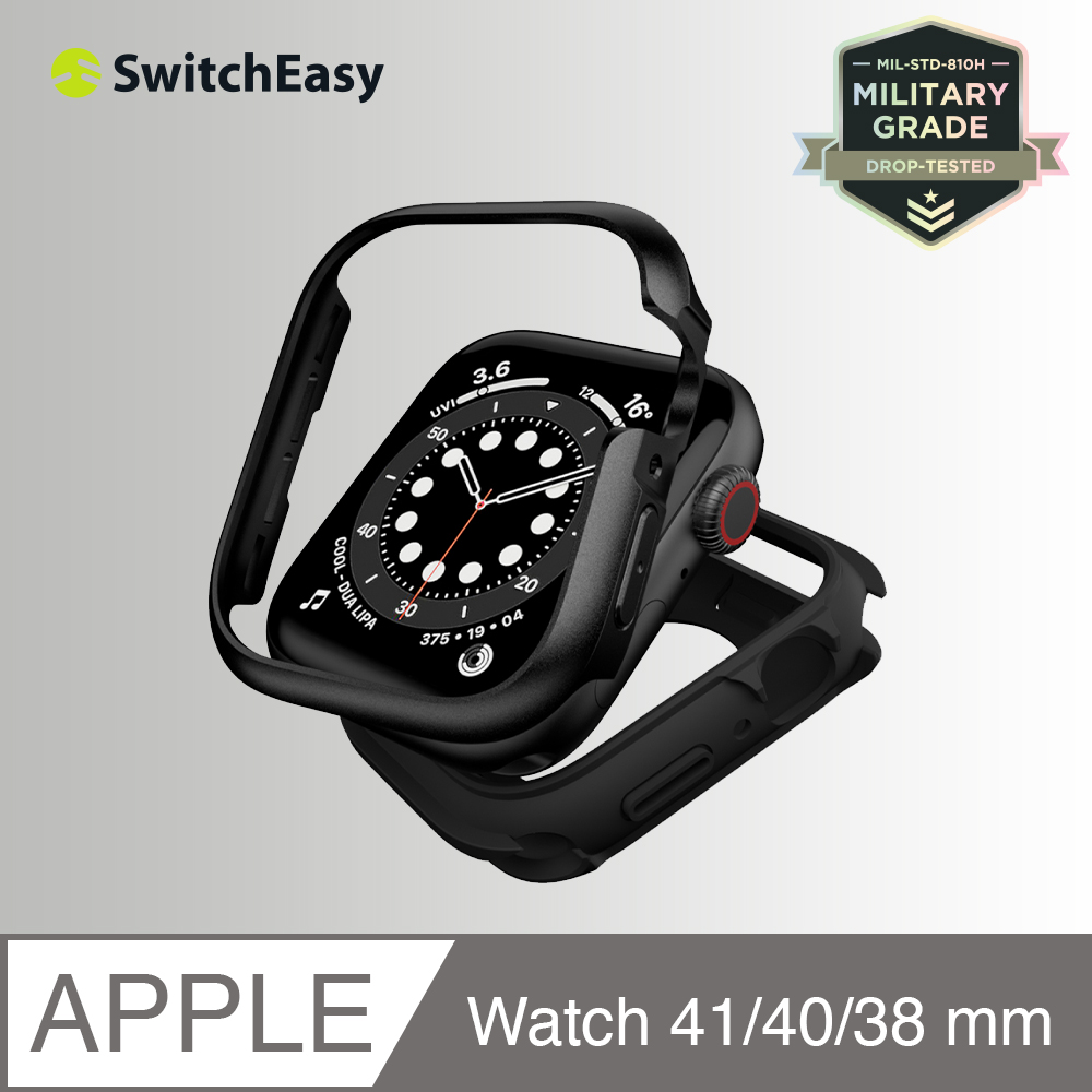 美國魚骨 SwitchEasy Apple Watch 7 Odyssey 鋁合金手錶保護殼 41mm 午夜黑
