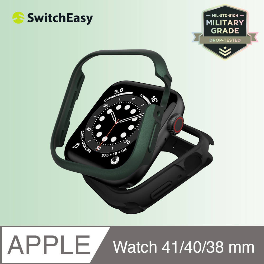 美國魚骨 SwitchEasy Apple Watch 7 Odyssey 鋁合金手錶保護殼 41mm 綠色