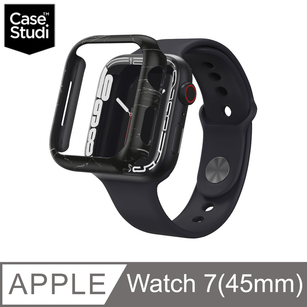 CaseStudi AppleWatch 7 45mm Prismart 錶殼(相容44mm Watch)-黑色石紋