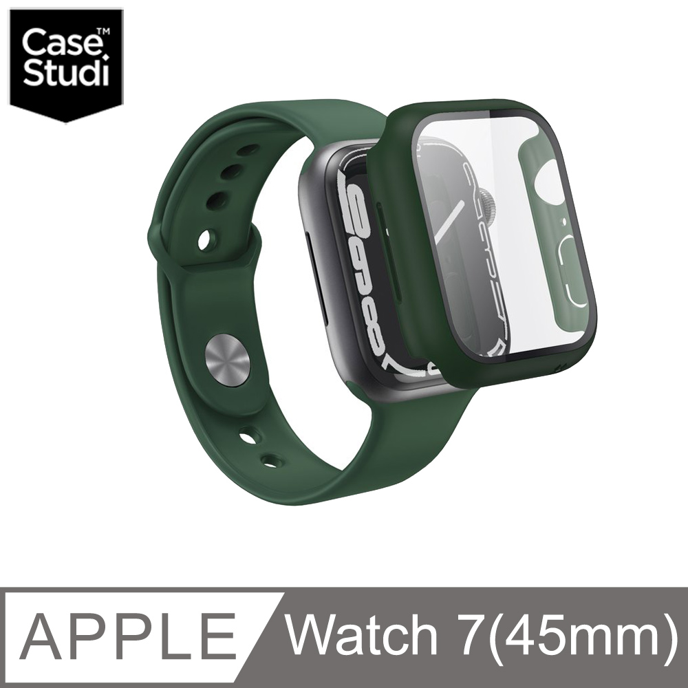 CaseStudi Apple Watch 7 45mm Impact 玻璃錶殼(相容44mm Watch)-綠色