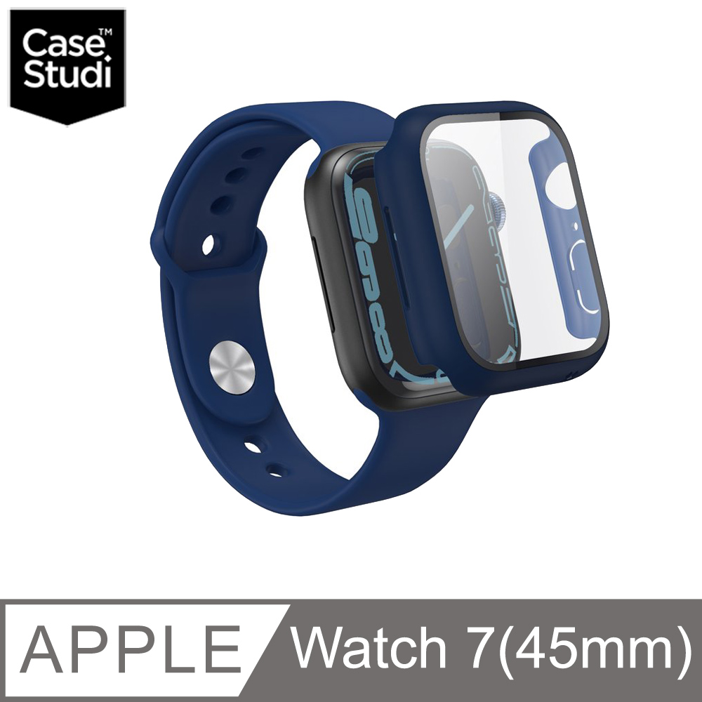 CaseStudi Apple Watch 7 45mm Impact 玻璃錶殼(相容44mm Watch)-海軍藍