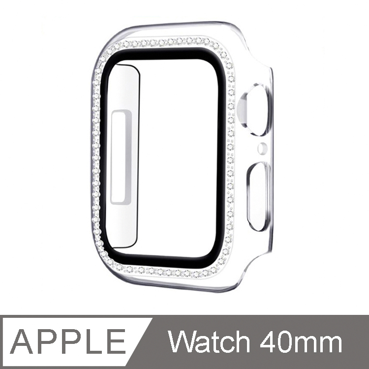 IN7 Apple Watch Series 6/SE單排鑲鑽手錶防摔電鍍保護殼40mm-透明