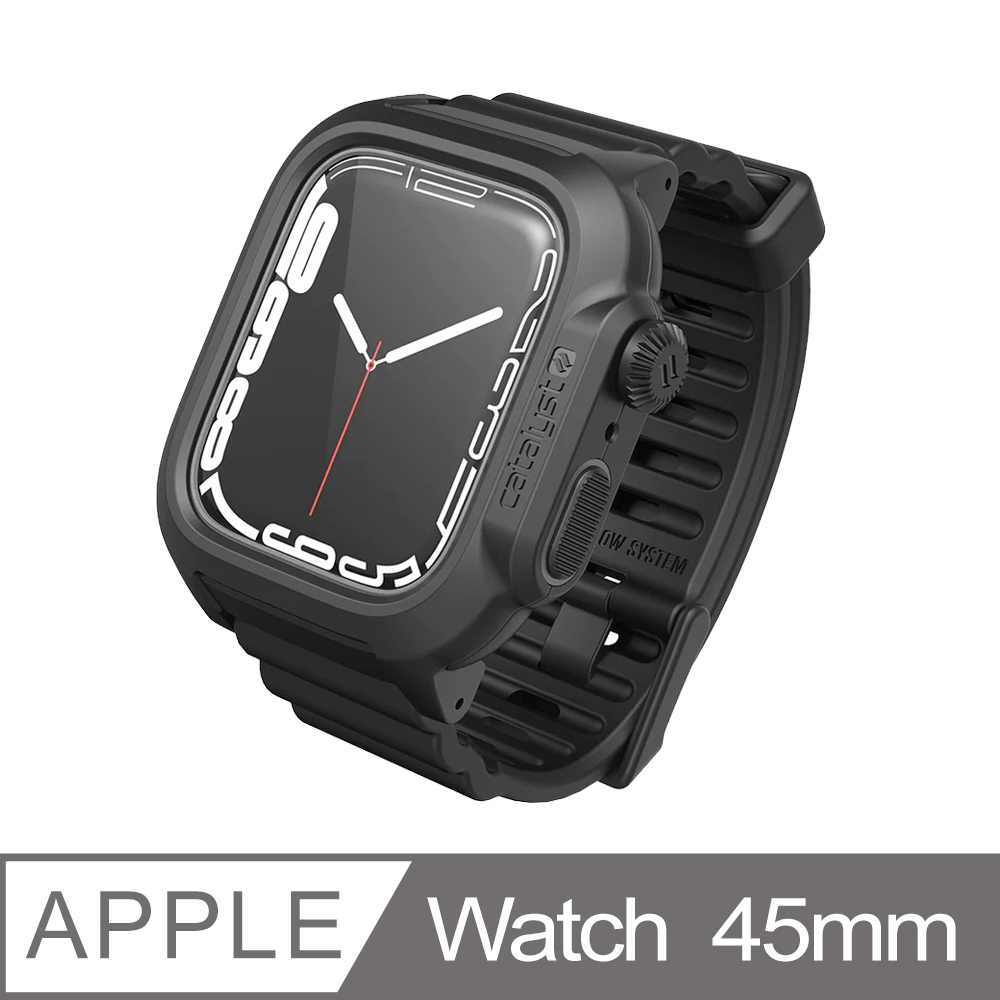 catalyst Apple Watch 45mm IP68防水軍規防震保護殼【7代專用】 ◆極致黑 (內附矽膠錶帶)