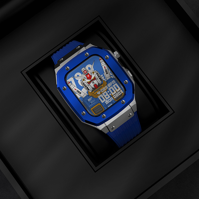 PowerRider G19 Apple Watch 金屬錶殼+矽膠錶帶 藍色