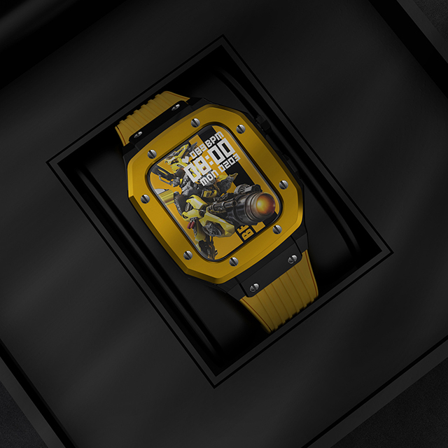 PowerRider G19 Apple Watch 金屬錶殼+矽膠錶帶 黃色