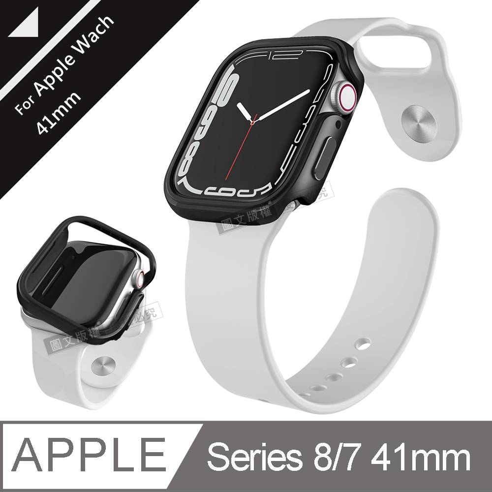刀鋒Edge系列 Apple Watch Series 8/7 (41mm) 鋁合金雙料保護殼 保護邊框(經典黑)