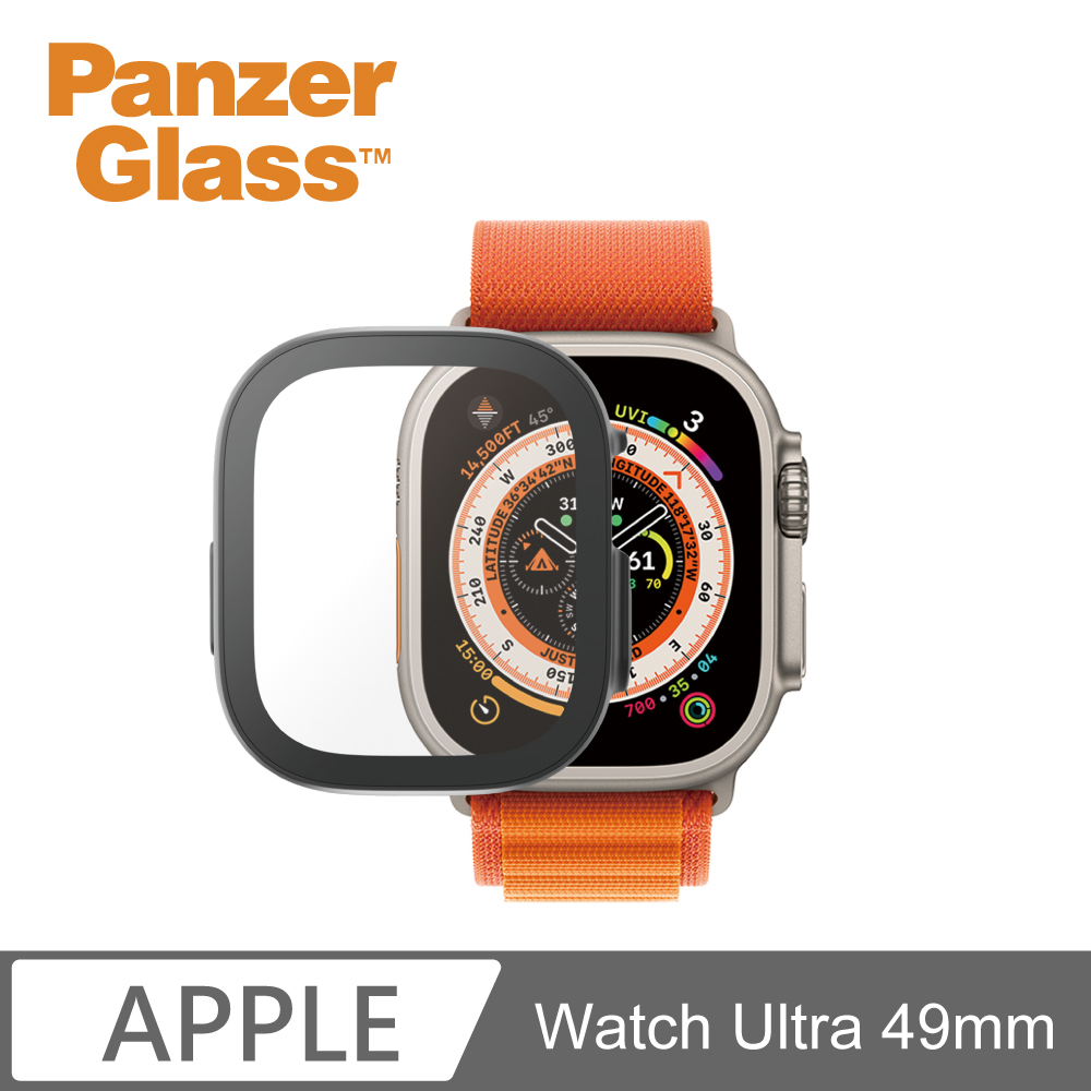 PanzerGlass Apple Watch Ultra 49mm 全方位防護高透鋼化漾玻保護殼-黑
