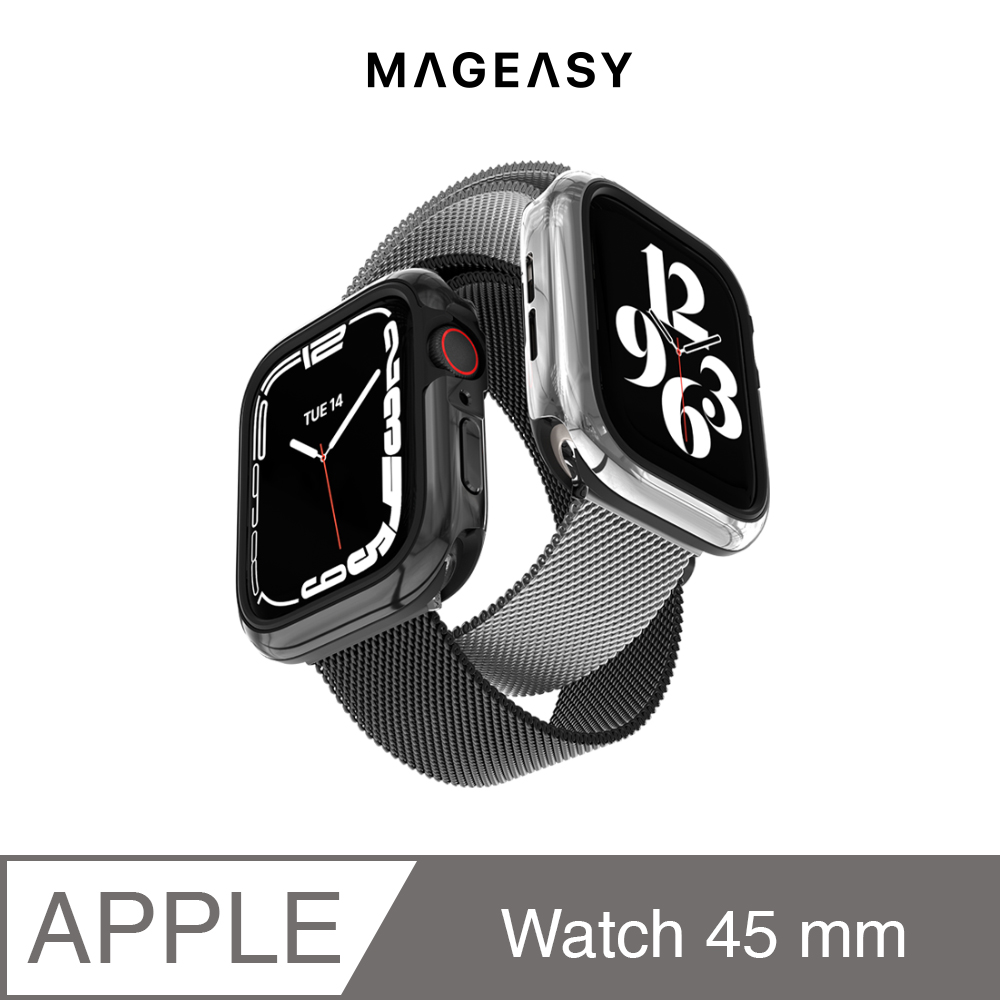 魚骨牌 MAGEASY Apple Watch 8/7 Odyssey Glossy Edition鋁合金手錶保護殼,45mm