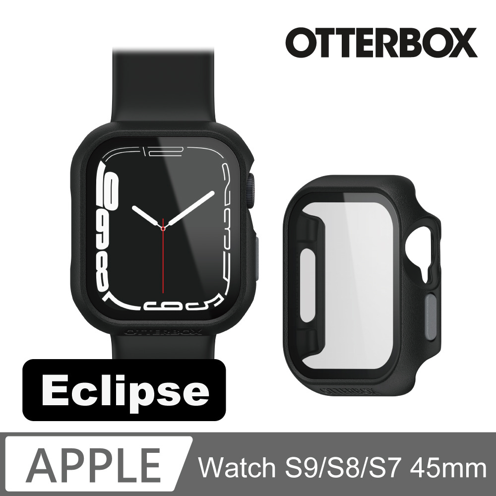 OtterBox Apple Watch S8 / S7 45mm Eclipse 高透防護玻璃錶殼-黑色