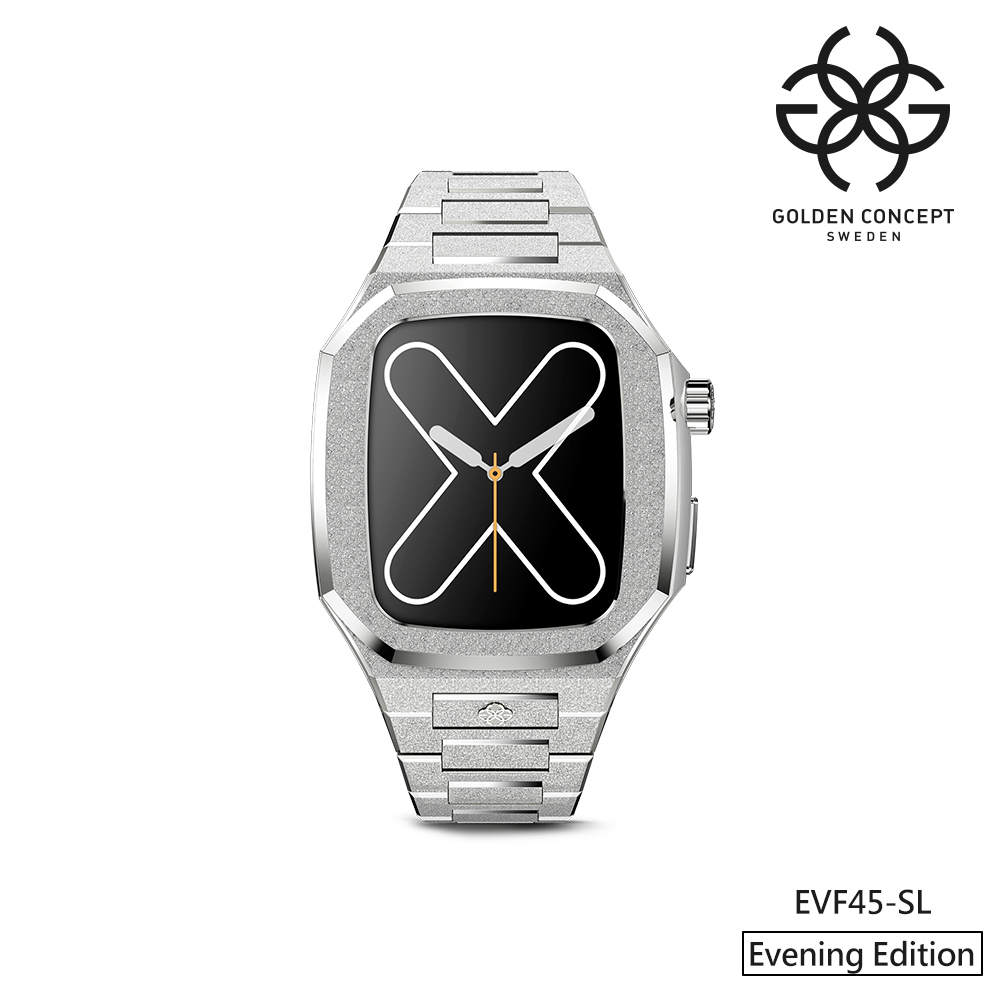 【Golden Concept】APPLE WATCH 45mm 銀色不鏽鋼錶帶 銀色錶框 WC-EVF45-SL