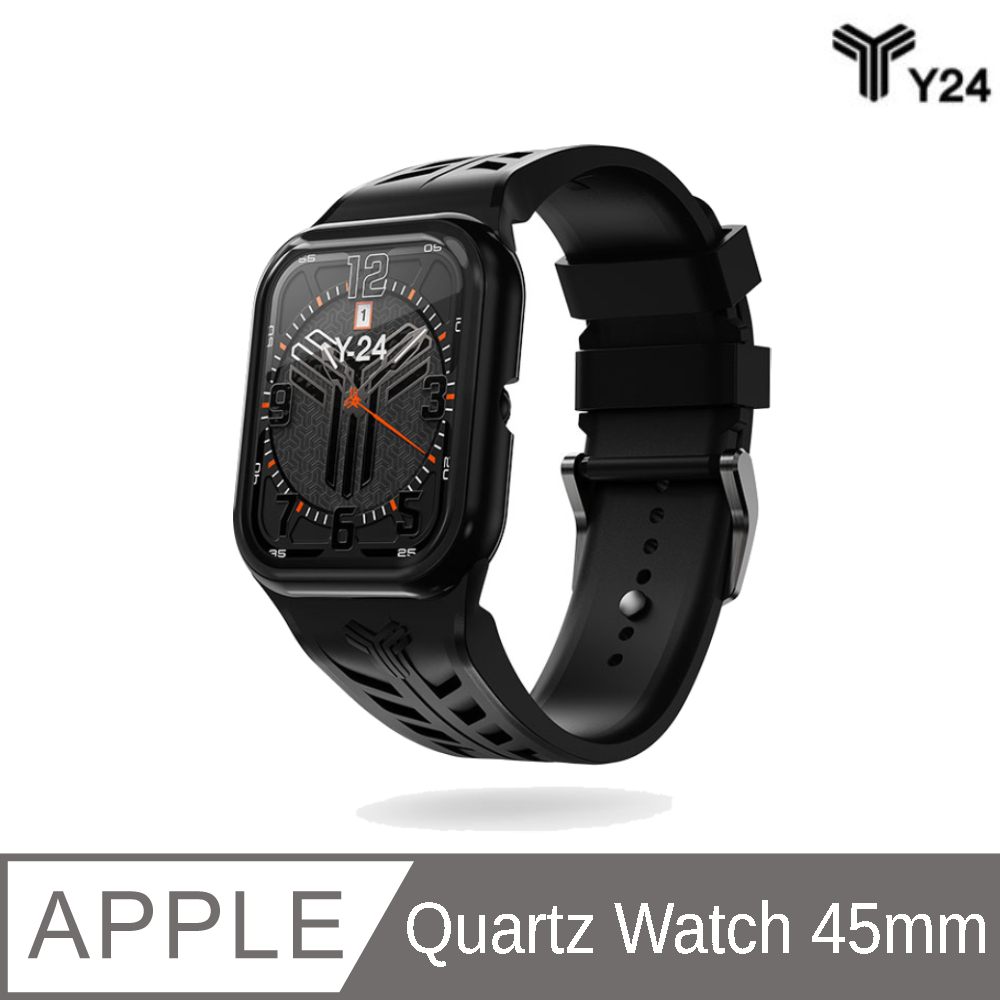 【Y24】Quartz Watch 45mm 石英錶芯手錶 (錶芯+錶帶) 黑/黑
