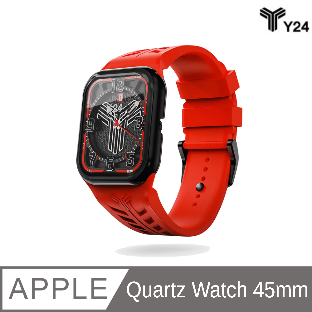 【Y24】Quartz Watch 45mm 石英錶芯手錶 (錶芯+錶帶) 紅/黑