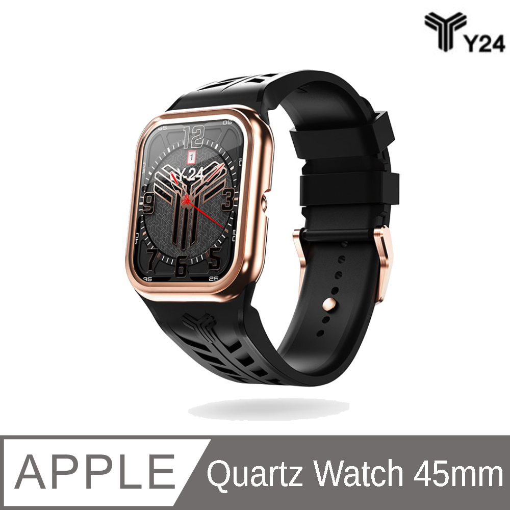 【Y24】Quartz Watch 45mm 石英錶芯手錶 (錶芯+錶帶) 黑/玫瑰金