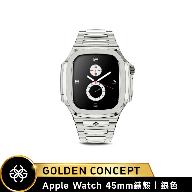 【Golden Concept】Apple Watch 45mm 銀不銹鋼錶帶 銀錶框 WC-RO45-SL