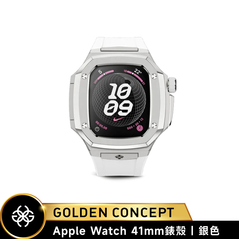 【Golden Concept】Apple Watch 41mm 白橡膠錶帶 銀錶框 WC-SPIII41-SL