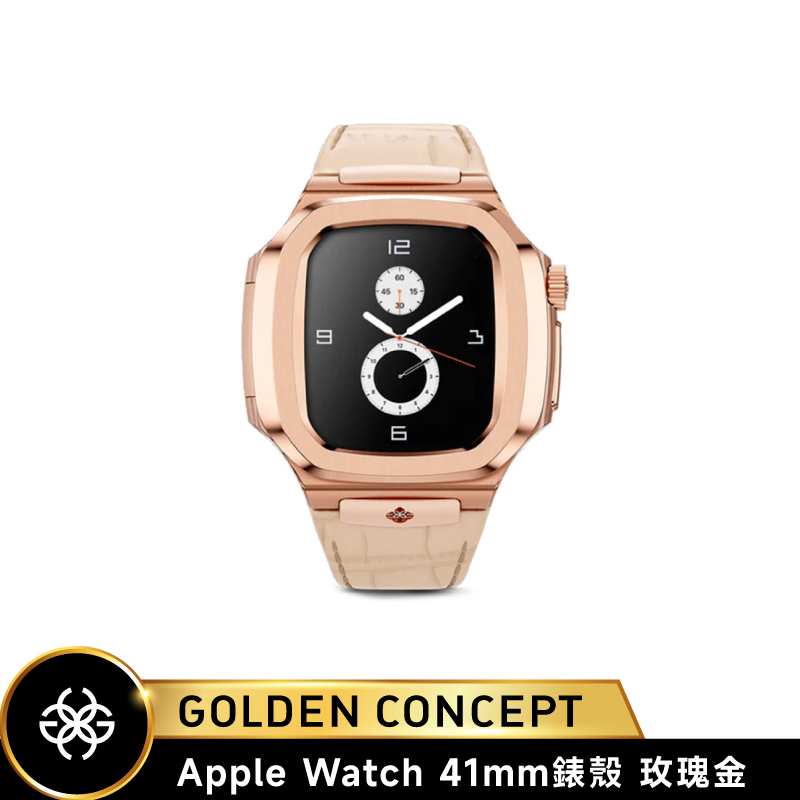 【Golden Concept】Apple Watch 41mm 玫瑰金皮革錶帶 玫瑰金錶框 WC-ROL41-RG