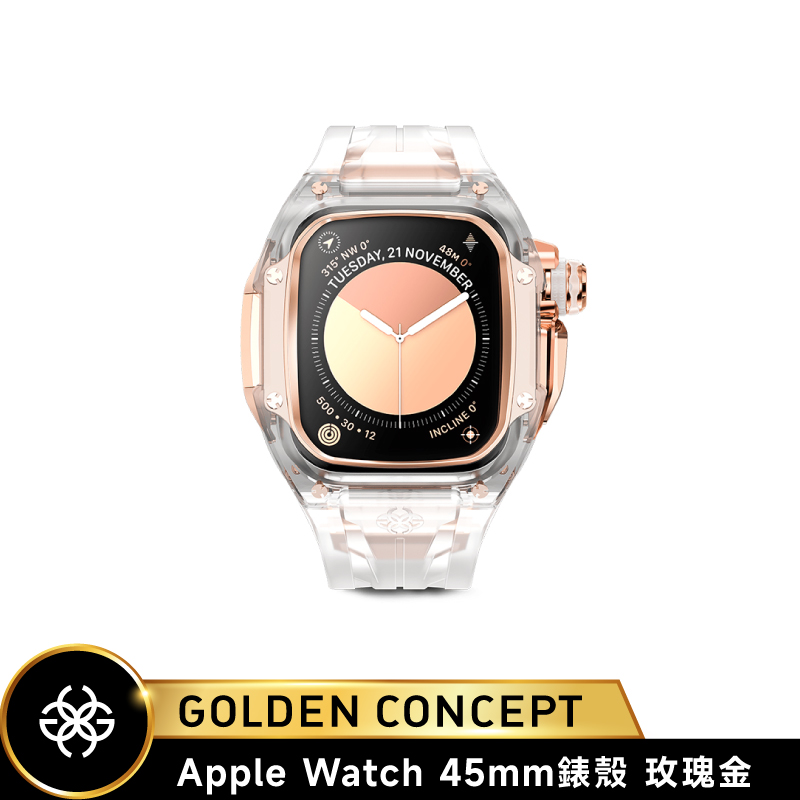 【Golden Concept】Apple Watch 45mm 半透明錶帶 玫金錶框 WC-RSTRIII45-CR-RG