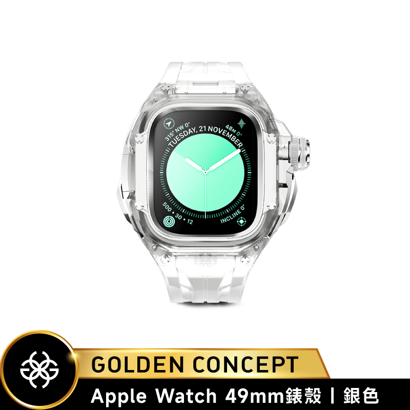 【Golden Concept】Apple Watch 49mm 半透明錶帶 銀錶框 WC-RSTRIII49-CR-SL