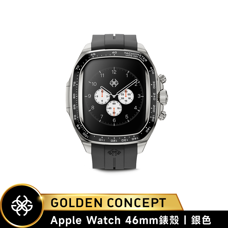 Golden Concept Apple Watch 46mm 黑錶帶 銀錶框 WC-CRS46-SL-BK