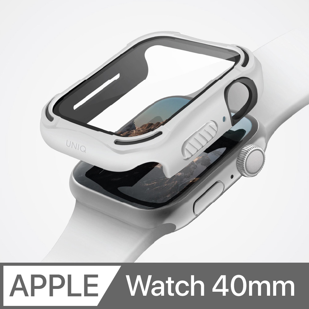 UNIQ Torres Apple Watch 9H鋼化玻璃抗菌錶殼 40mm 白色