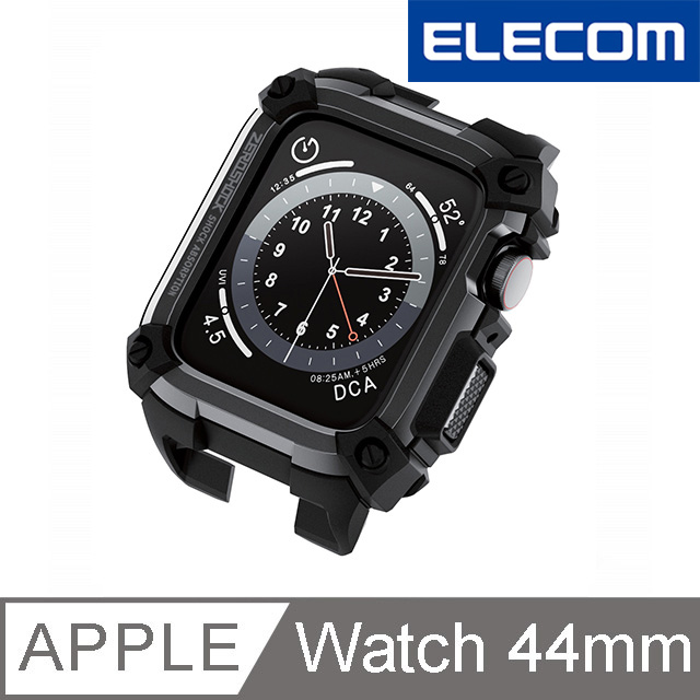 ELECOM Apple Watch 44mm ZEROSHOCK保護殼-黑
