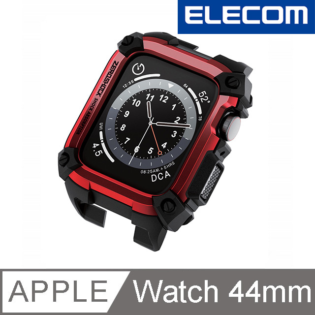 ELECOM Apple Watch 44mm ZEROSHOCK保護殼-紅