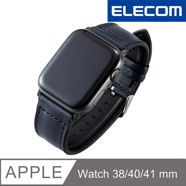 ELECOM Apple Watch 40/38mm純素皮革錶帶-藍