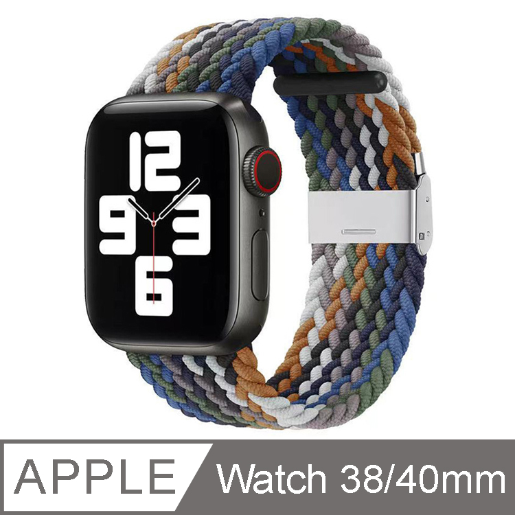 IN7 編織系列 Apple Watch尼龍編織帶扣錶帶 Apple Watch 38mm/40mm-牛仔七彩