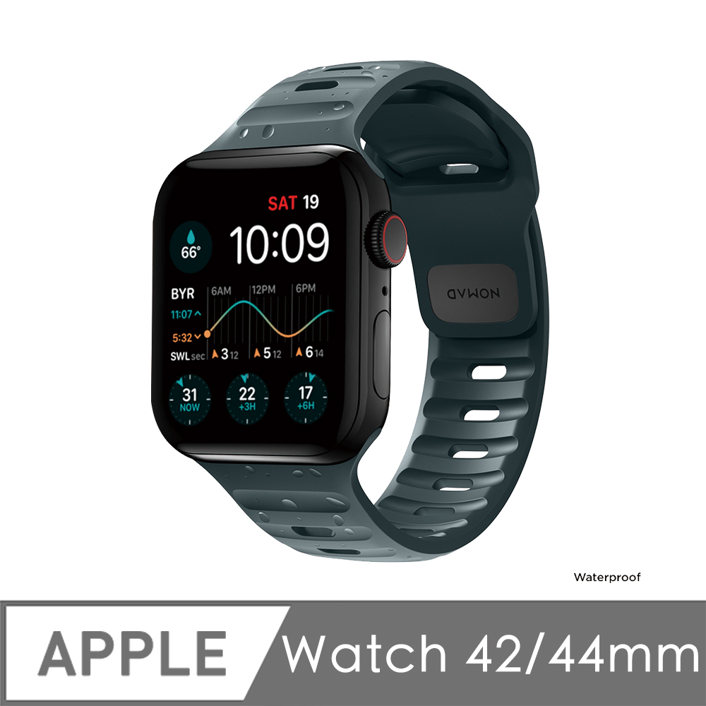 美國NOMAD Apple Watch專用運動風FKM橡膠錶帶-44/42mm 海藍