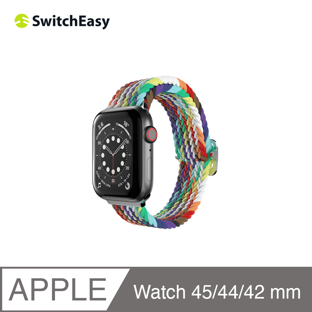 美國魚骨 SwitchEasy Apple Watch Candy 編織尼龍錶帶 42/44/45 mm 彩虹