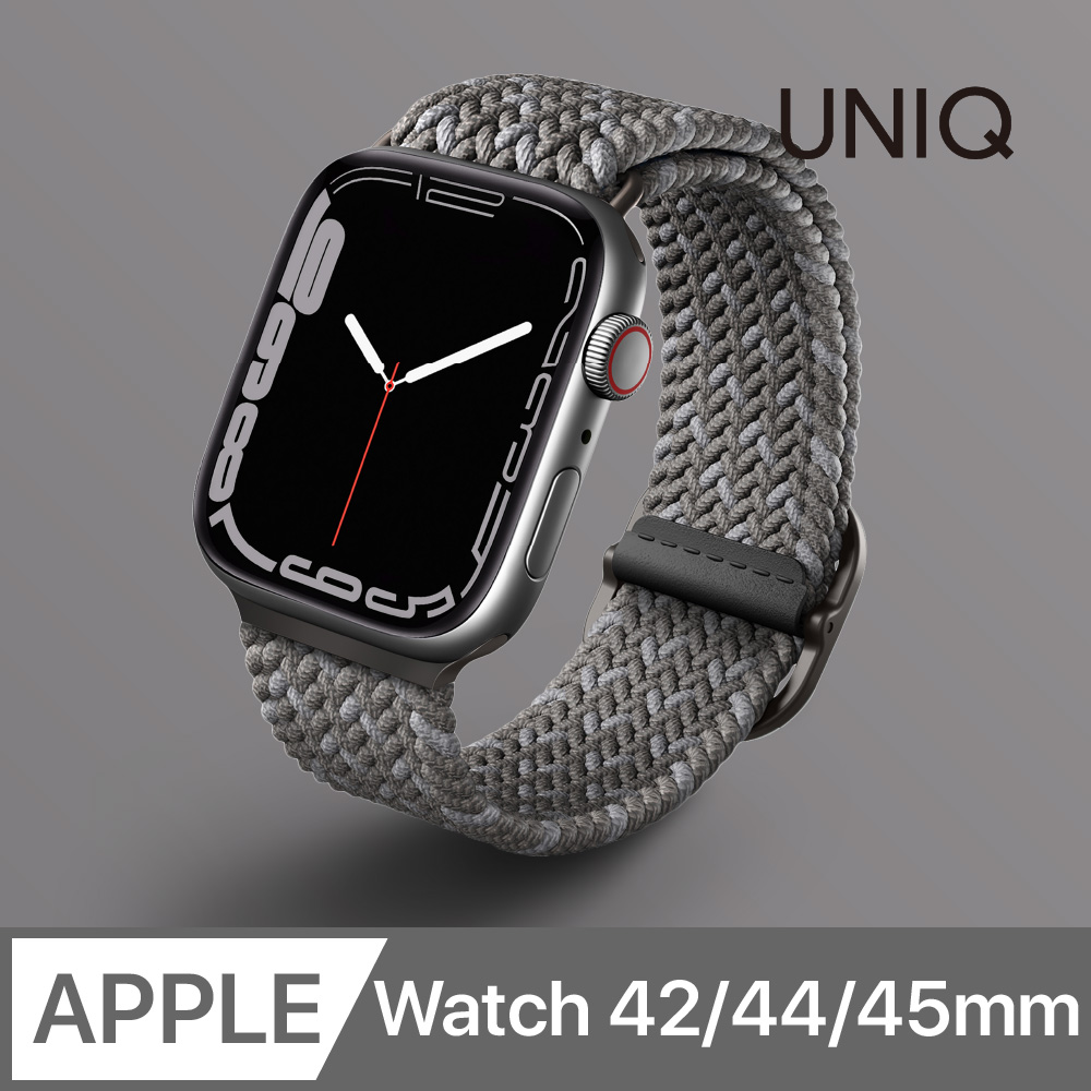 UNIQ Aspen DE Apple Watch 雙色防潑水高彈力編織單圈錶帶 灰色 42/44/45mm