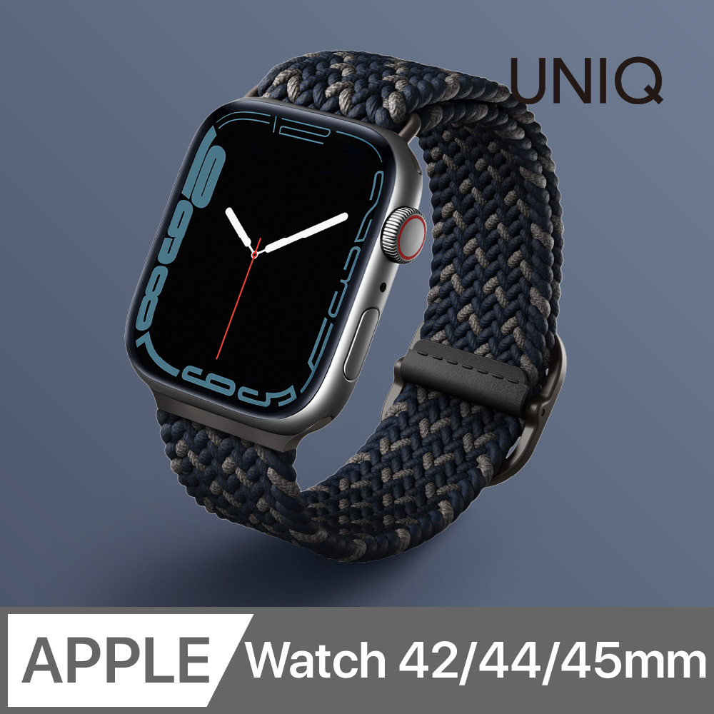 UNIQ Aspen DE Apple Watch 雙色防潑水高彈力編織單圈錶帶 海藍色 42/44/45mm
