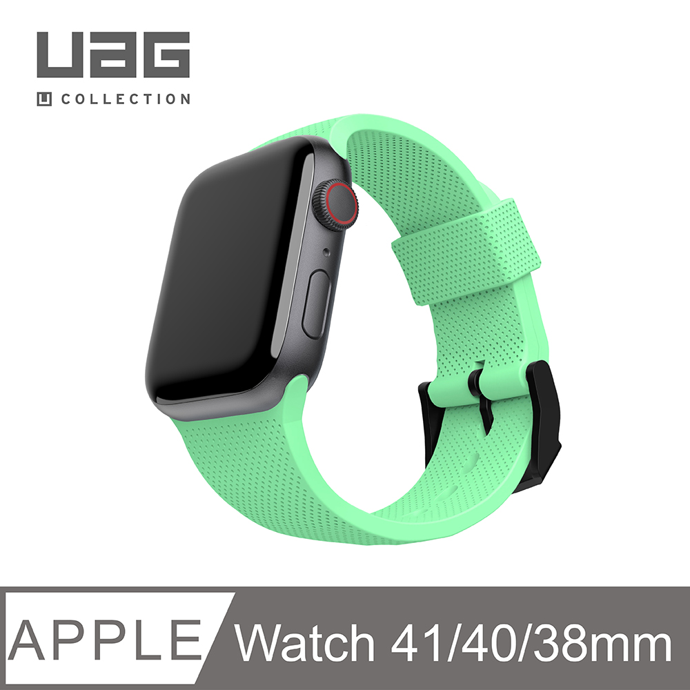 [U Apple Watch 38/40/41mm 舒適矽膠錶帶-綠