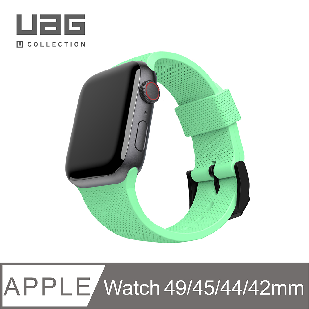 [U Apple Watch 42/44/45mm 舒適矽膠錶帶-綠